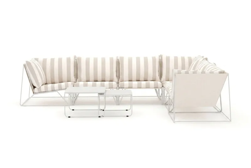 Usteryd utomhus L-soffa 6-sits vändbar - Beige/Striped - Utemöbler - Utegrupp - Loungegrupp