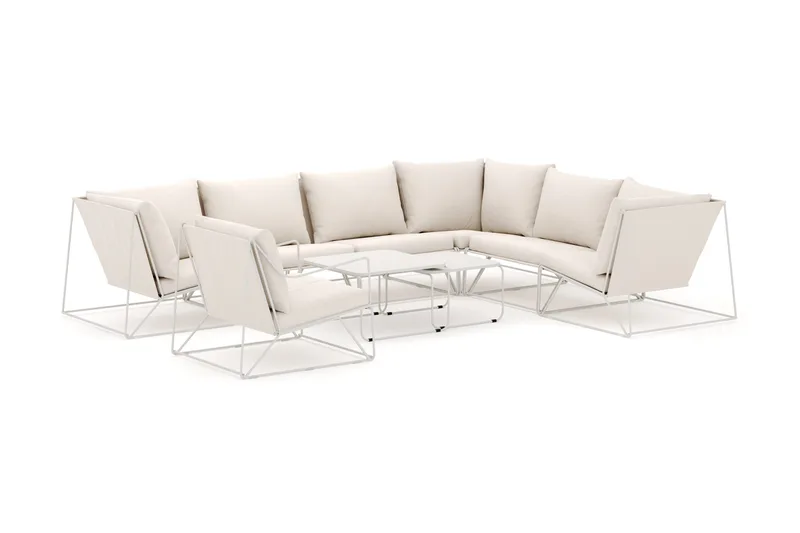 Usteryd utomhus L-soffa 7-sits vändbar med fåtölj, Beige/Beige