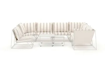 Usteryd utomhus L-soffa 7-sits vändbar med fåtölj - Beige/Striped - Utemöbler - Utegrupp - Loungegrupp