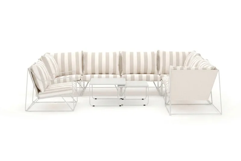 Usteryd utomhus L-soffa 7-sits vändbar med fåtölj - Beige/Striped - Utemöbler - Utegrupp - Loungegrupp