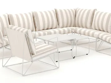 Usteryd utomhus L-soffa 7-sits vändbar med fåtölj - Beige/Striped - Utemöbler - Utegrupp - Loungegrupp
