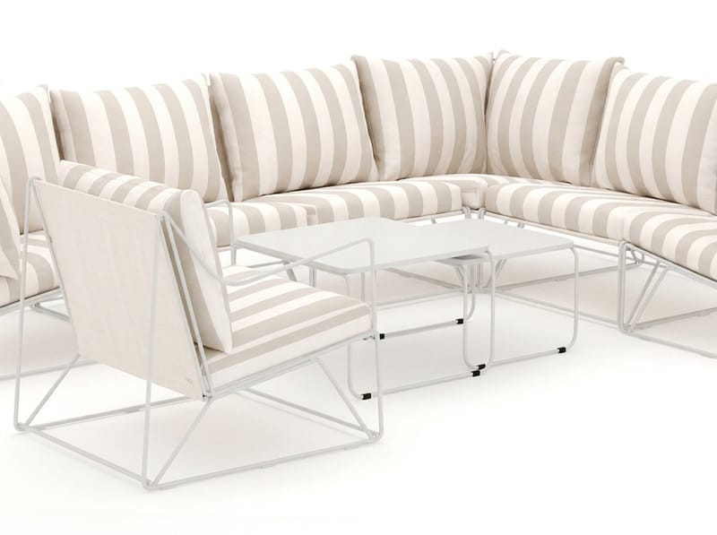 Usteryd utomhus L-soffa 7-sits vändbar med fåtölj - Beige/Striped - Utemöbler - Utegrupp - Loungegrupp
