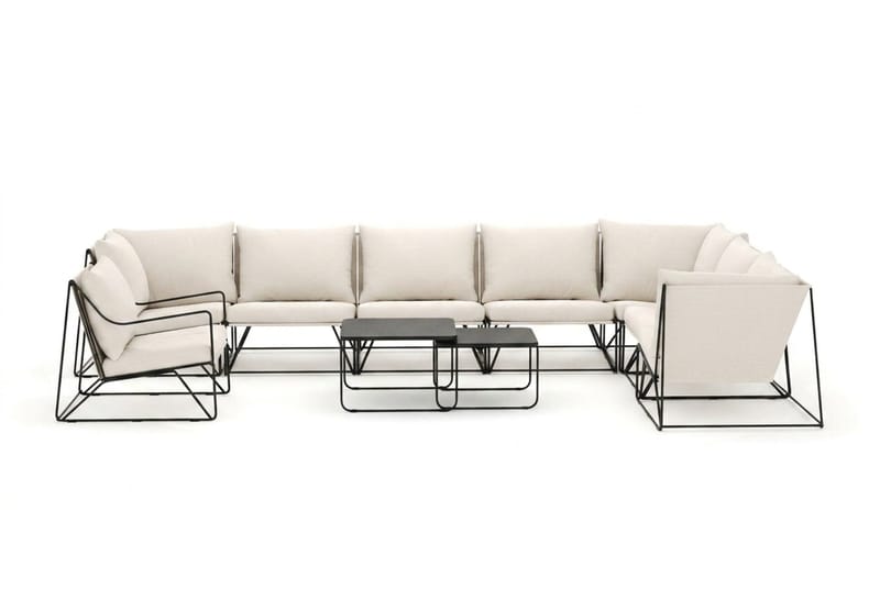 Usteryd utomhus L-soffa 8-sits vändbar med fåtölj - Svart/Beige - Utemöbler - Utegrupp - Loungegrupp