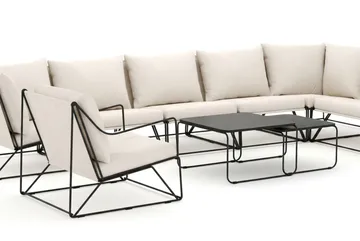 Usteryd utomhus L-soffa 8-sits vändbar med fåtölj - Svart/Beige - Utemöbler - Utegrupp - Loungegrupp