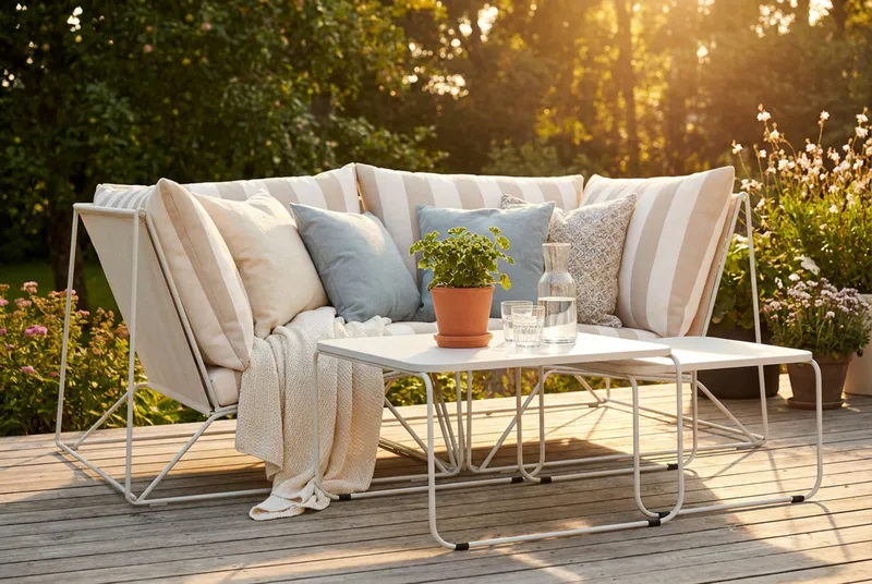 Usteryd utomhus rak 2-sits soffa - Beige/Striped - Utemöbler - Utegrupp - Loungegrupp