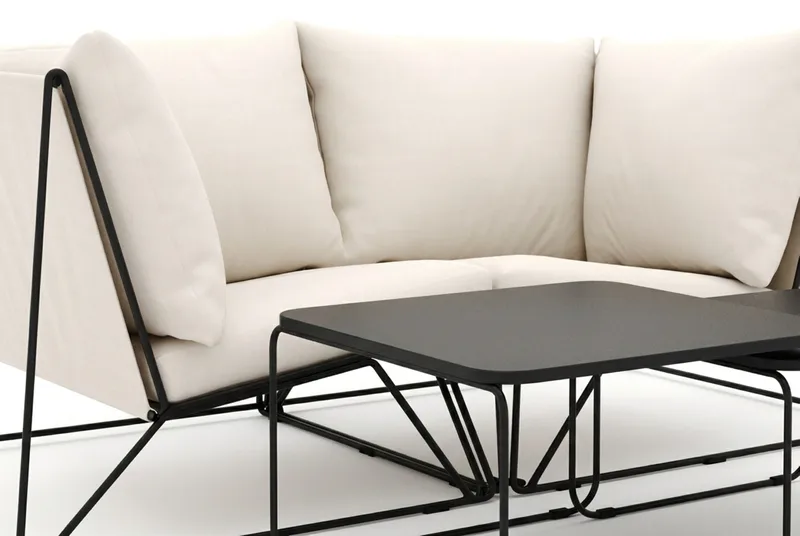 Usteryd utomhus rak 2-sits soffa - Svart/Beige - Utemöbler - Utegrupp - Loungegrupp