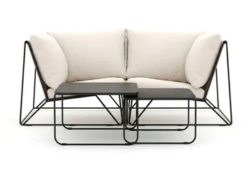 Usteryd utomhus rak 2-sits soffa - Svart/Beige - Utemöbler - Utegrupp - Loungegrupp