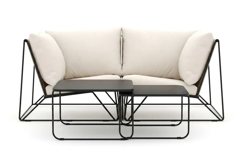 Usteryd utomhus rak 2-sits soffa - Svart/Beige - Utemöbler - Utegrupp - Loungegrupp