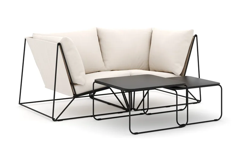 Usteryd utomhus rak 2-sits soffa - Svart/Beige - Utemöbler - Utegrupp - Loungegrupp