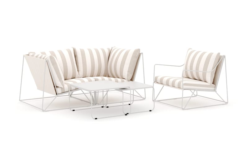 Usteryd utomhus rak 3-sits soffa med fåtölj - Beige/Striped - Utemöbler - Utegrupp - Loungegrupp