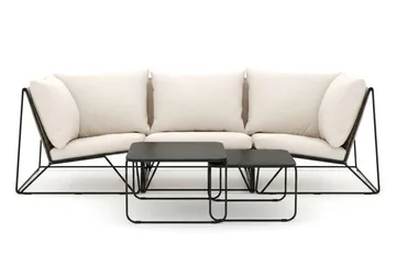 Usteryd utomhus rak 3-sits soffa - Svart/Beige - Utemöbler - Utegrupp - Loungegrupp