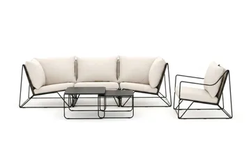 Usteryd utomhus rak 4-sits soffa med fåtölj - Svart/Beige - Utemöbler - Utegrupp - Loungegrupp