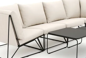 Usteryd utomhus rak 4-sits soffa - Svart/Beige - Utemöbler - Utegrupp - Loungegrupp