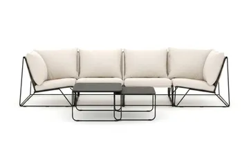 Usteryd utomhus rak 4-sits soffa - Svart/Beige - Utemöbler - Utegrupp - Loungegrupp
