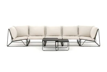 Usteryd utomhus rak 5-sits soffa - Svart/Beige - Utemöbler - Utegrupp - Loungegrupp