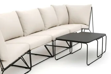 Usteryd utomhus rak 5-sits soffa - Svart/Beige - Utemöbler - Utegrupp - Loungegrupp
