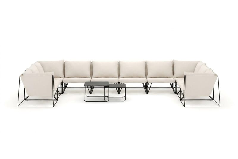 Usteryd utomhus U-soffa 10-sits med stängt avslut - Svart/Beige - Utemöbler - Utegrupp - Loungegrupp