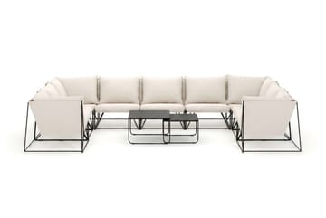 Usteryd utomhus U-soffa 9-sits med stängt avslut - Svart/Beige - Utemöbler - Utegrupp - Loungegrupp