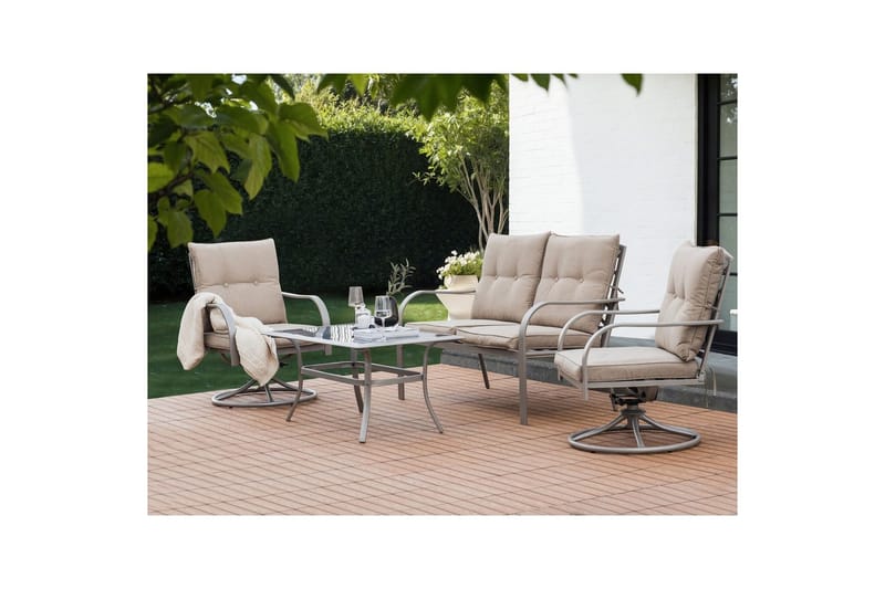 Utegrupp Mestrino - Beige, svart - Utemöbler - Utegrupp - Loungegrupp
