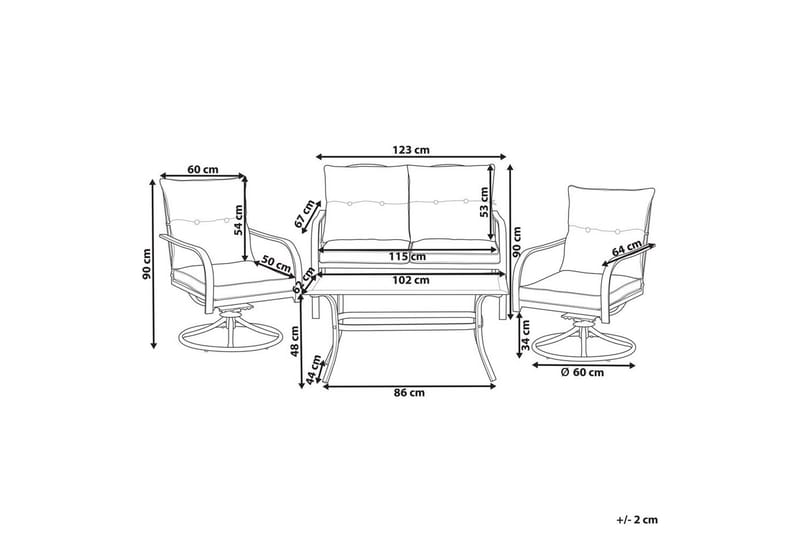 Utegrupp Mestrino - Blå, Svart - Utemöbler - Utegrupp - Loungegrupp