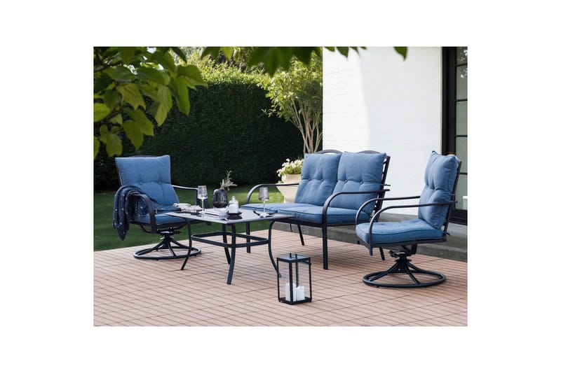 Utegrupp Mestrino - Blå, Svart - Utemöbler - Utegrupp - Loungegrupp