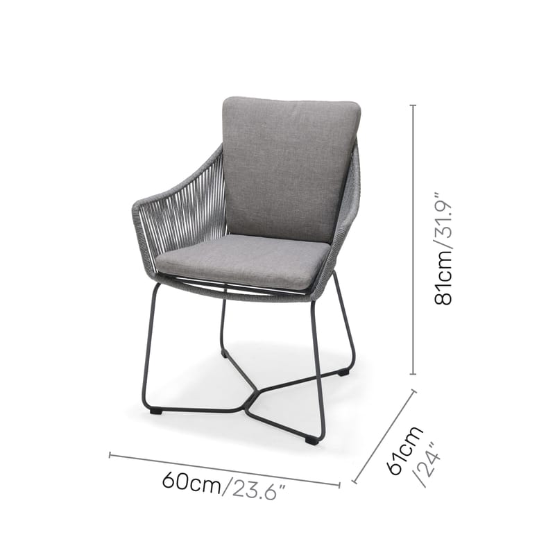 Utematsgrupp OPAL 160 & 4 fåtöljer - grå - Utemöbler - Utegrupp - Matgrupper utomhus