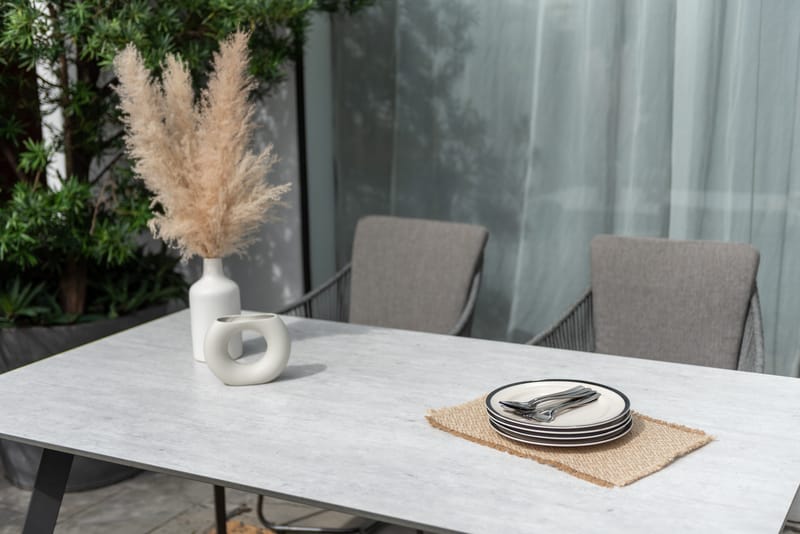 Utematsgrupp OPAL 160 & 4 fåtöljer - grå - Utemöbler - Utegrupp - Matgrupper utomhus