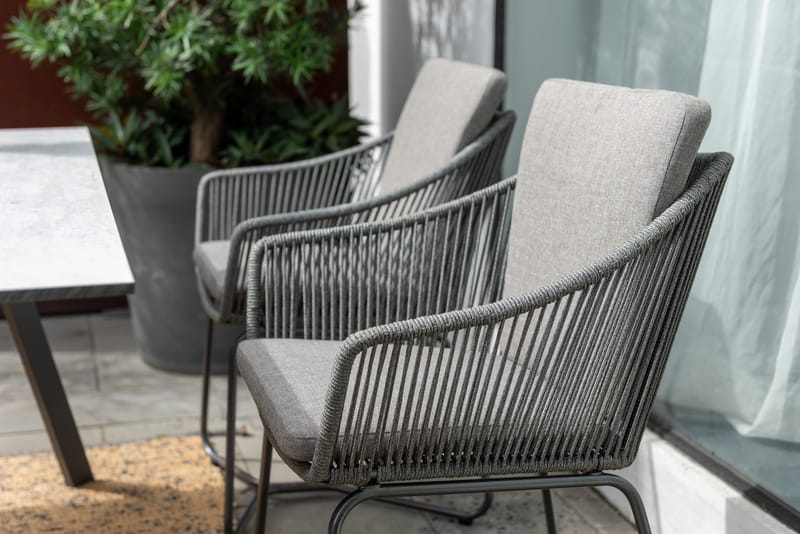 Utematsgrupp OPAL 160 & 4 fåtöljer - grå - Utemöbler - Utegrupp - Matgrupper utomhus