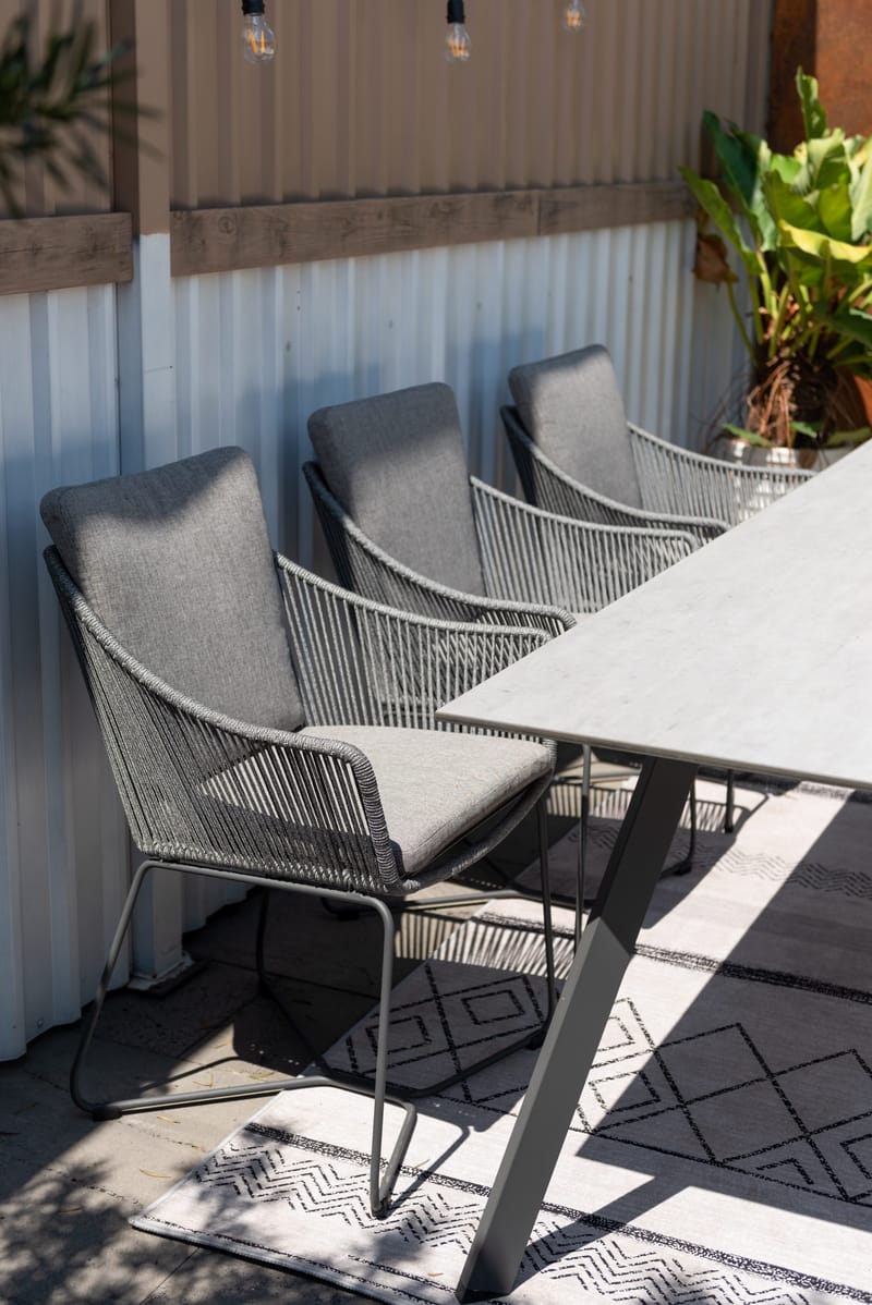 Utematsgrupp OPAL 220 & 6 fåtöljer - grå - Utemöbler - Utegrupp - Matgrupper utomhus