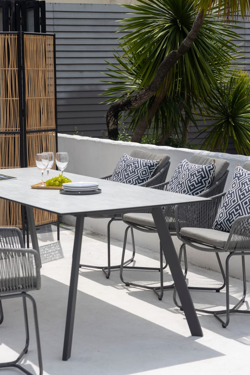 Utematsgrupp OPAL 220 & 6 fåtöljer - grå - Utemöbler - Utegrupp - Matgrupper utomhus