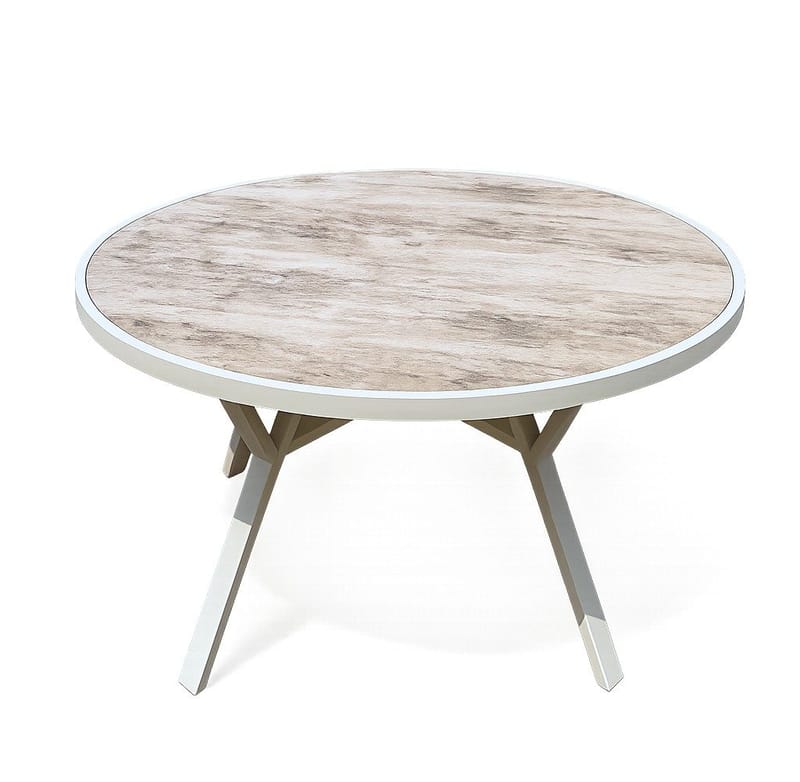 Utemöbelgrupp Palermo rund matgrupp 130 med 4 Seville karmstolar - grå/beige - Utemöbler - Utegrupp - Matgrupper utomhus