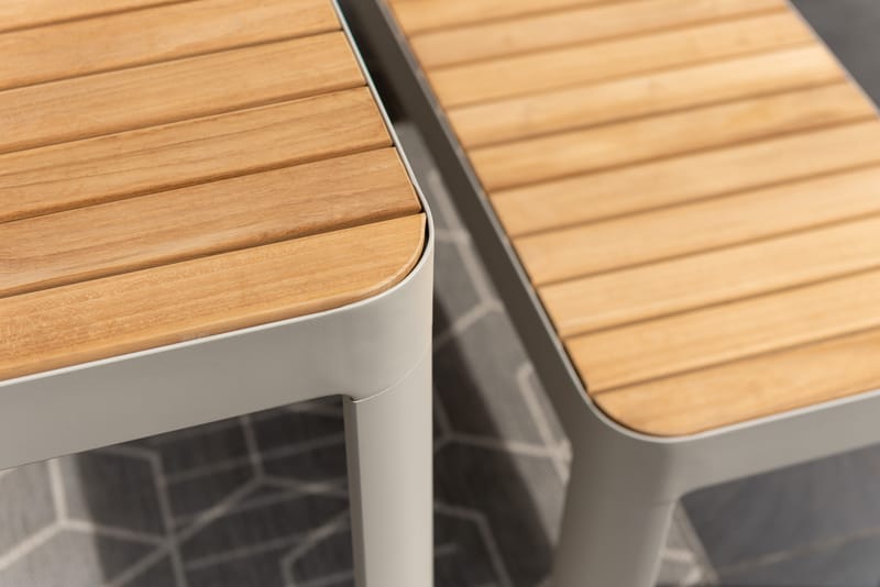 Utomhus balkongset Portals balkongbord + bänk 140 cm - beige/trä - Utemöbler - Utegrupp - Matgrupper utomhus