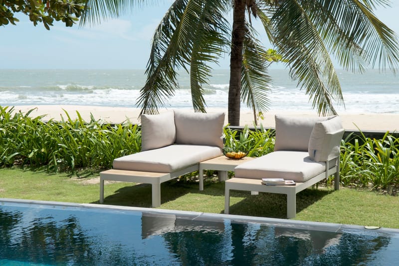 Utomhus modulset Portals 2x 2-sitssoffor + soffbord - korallsand - Utemöbler - Utegrupp - Loungegrupp