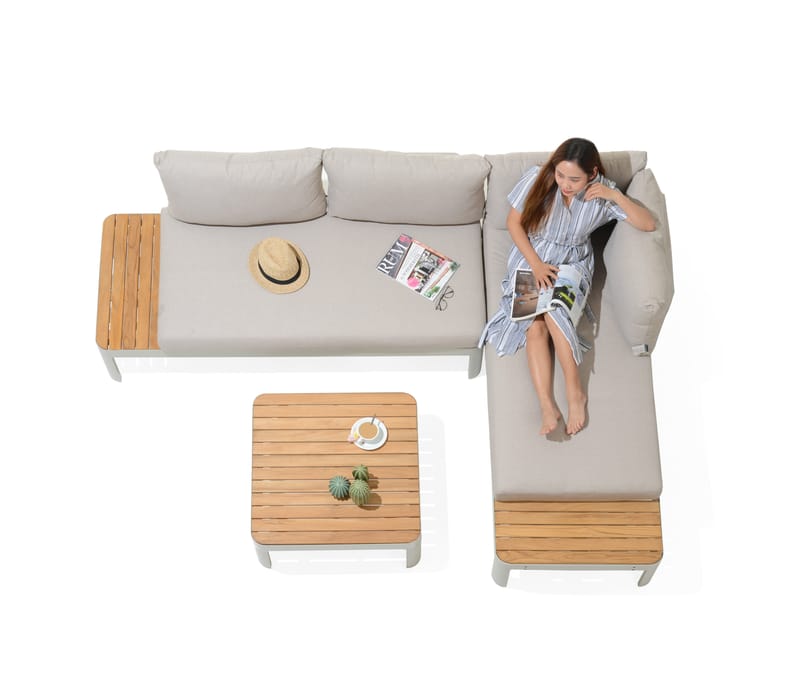 Utomhus modulset Portals 2x 2-sitssoffor + soffbord - korallsand - Utemöbler - Utegrupp - Loungegrupp