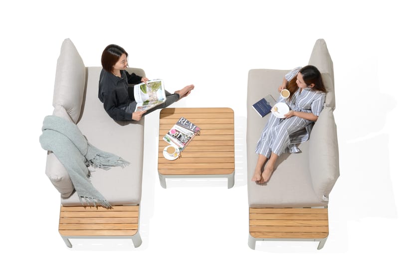 Utomhus modulset Portals 2x 2-sitssoffor + soffbord - korallsand - Utemöbler - Utegrupp - Loungegrupp