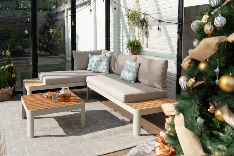 Utomhus modulset Portals 2x 2-sitssoffor + soffbord - korallsand - Utemöbler - Utegrupp - Loungegrupp