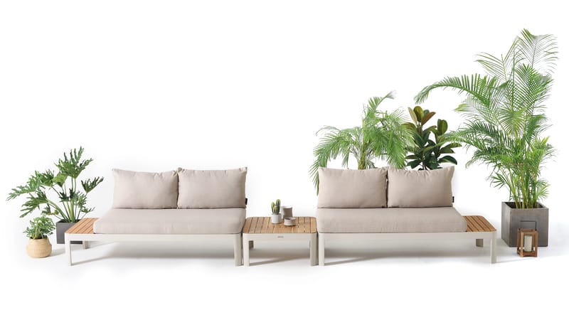 Utomhus modulset Portals 2x 2-sitssoffor + soffbord - korallsand - Utemöbler - Utegrupp - Loungegrupp