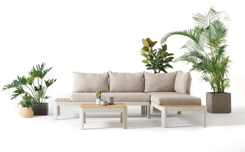 Utomhus modulset Portals 2x 2-sitssoffor + soffbord - korallsand - Utemöbler - Utegrupp - Loungegrupp