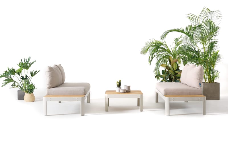 Utomhus modulset Portals 2x 2-sitssoffor + soffbord - korallsand - Utemöbler - Utegrupp - Loungegrupp