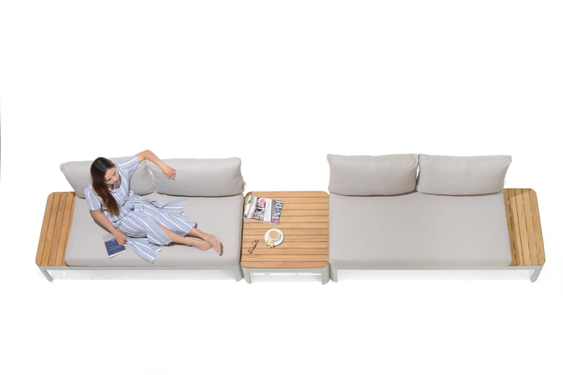 Utomhus modulset Portals 2x 2-sitssoffor + soffbord - korallsand - Utemöbler - Utegrupp - Loungegrupp