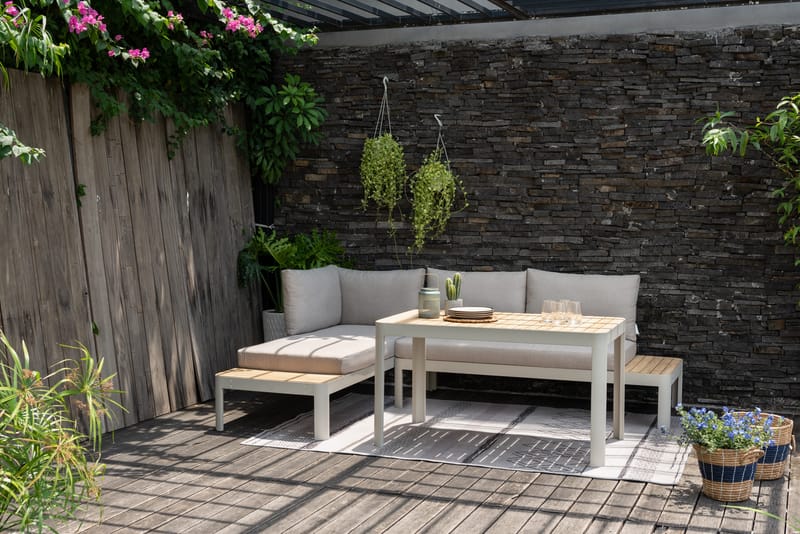 Utomhus modulset Portals 2x 2-sitssoffor + soffbord - korallsand - Utemöbler - Utegrupp - Loungegrupp