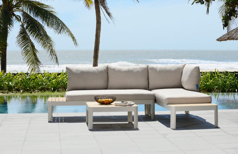 Utomhus modulset Portals 2x 2-sitssoffor + soffbord - korallsand - Utemöbler - Utegrupp - Loungegrupp