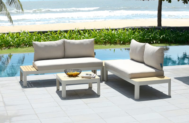 Utomhus modulset Portals 2x 2-sitssoffor + soffbord - korallsand - Utemöbler - Utegrupp - Loungegrupp