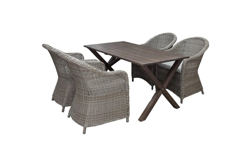 Utomhusmöbelgrupp 150 cm Bord & 4 Belize naturell stolar Brun, Brun