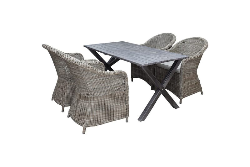 Utomhusmöbelgrupp 150 cm Bord & 4 Belize naturell stolar Grå, Grå