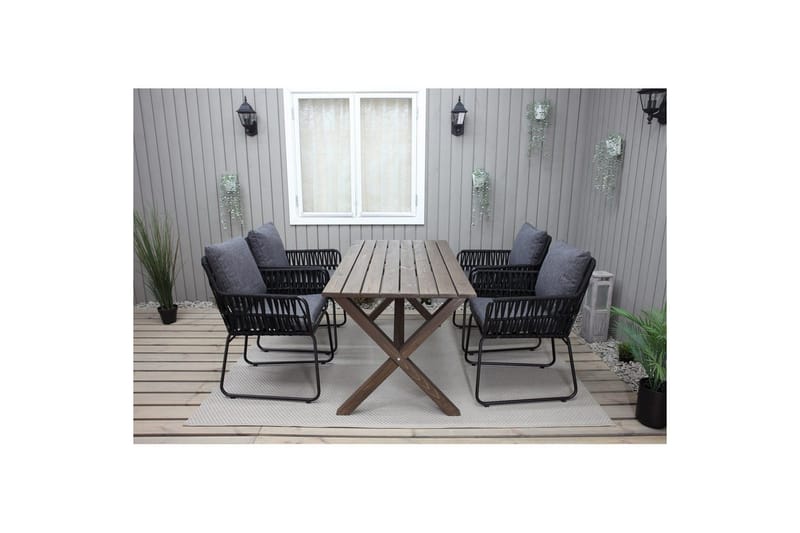 Utomhusmöbelgrupp 150 cm Bord & 4 Levanto grå stolar Brun - Brun - Utemöbler - Utegrupp - Matgrupper utomhus