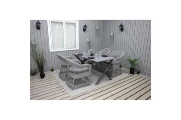 Utomhusmöbelgrupp 150 cm Bord & 4 Merida grå stolar Grå - Grå - Utemöbler - Utegrupp - Matgrupper utomhus