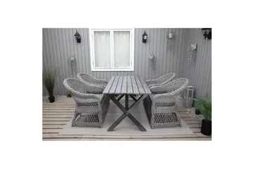 Utomhusmöbelgrupp 150 cm Bord & 4 Merida grå stolar Grå - Grå - Utemöbler - Utegrupp - Matgrupper utomhus