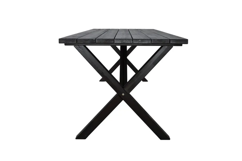 Utomhusmöbelgrupp 190 cm Bord & 6 Merida naturell stolar Svart - Svart - Utemöbler - Utegrupp - Matgrupper utomhus