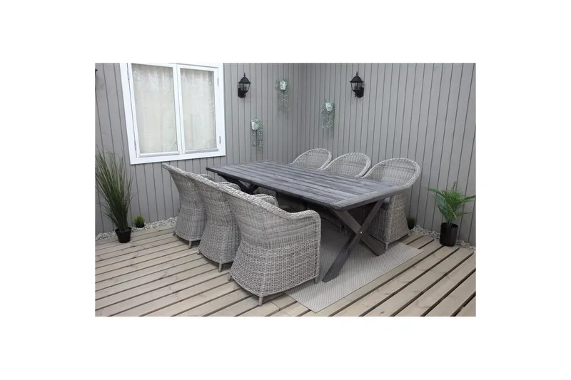 Utomhusmöbelgrupp 220 cm bord & 6 Belize grå stolar Grå, Grå